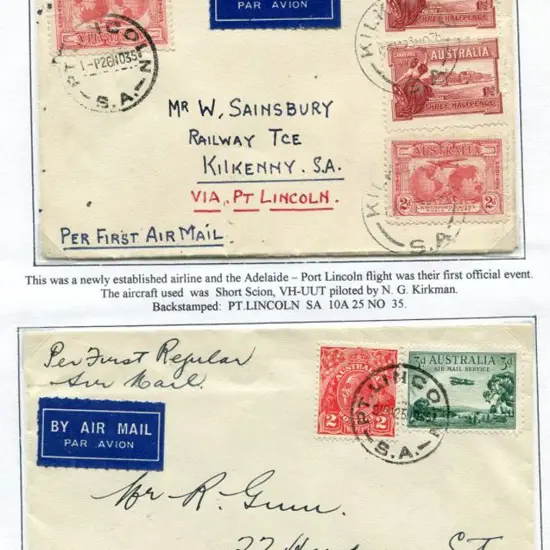 1935 (25th Nov) Adelaide to Port Lincoln & return ...