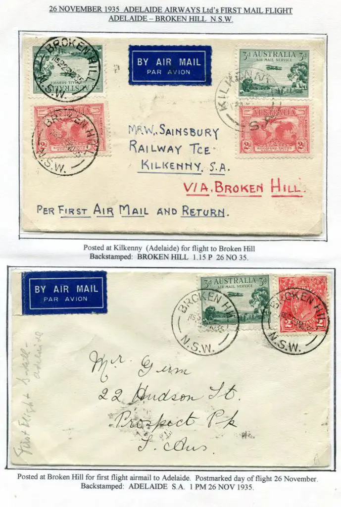 1935 (26th Nov) ditto but also return to Adelaide ... Image 1++