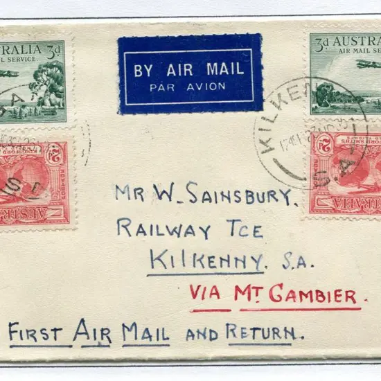 1935 (26th Nov) Adelaide to Mt Gambier carried on ...