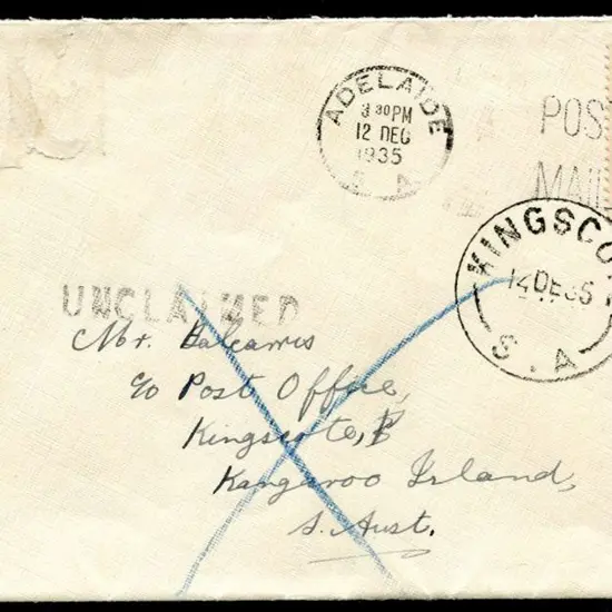 1935 (13th Dec) Adelaide to Kangaroo Island ...