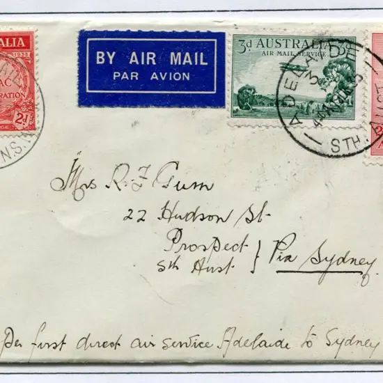1935 (19th Dec) Adelaide to Sydney first direct ...