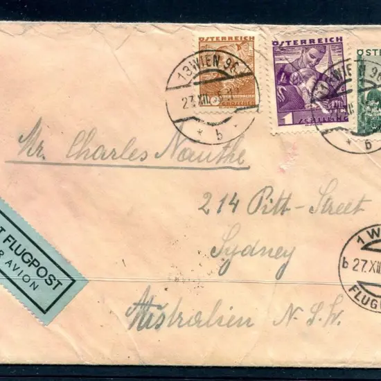 1935 (31st Dec) Vienna to Sydney cover with 3s20 ...