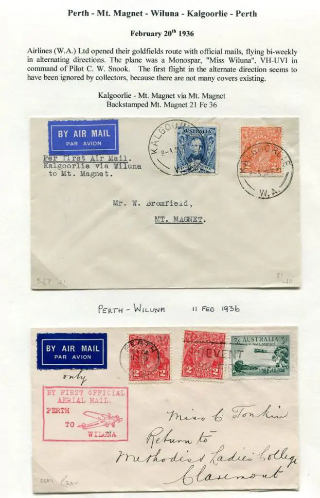 1936 (17th Feb) Perth to Wiluna plus Kalgoorlie to ... Image 1++
