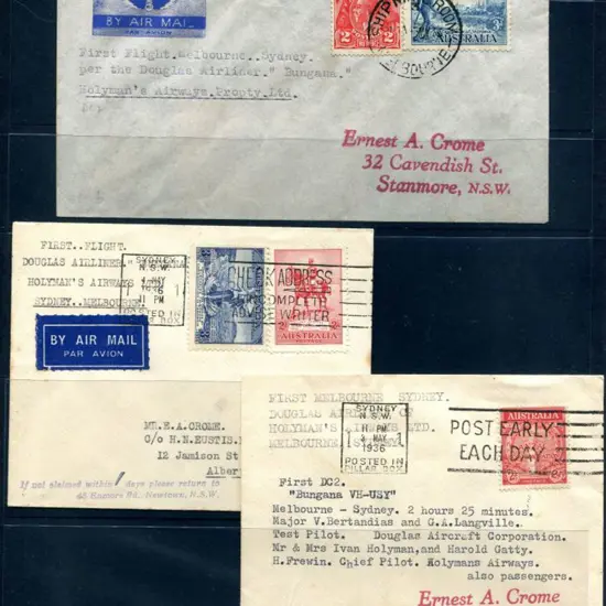 1936 (26th Apr) Melbourne to Sydney Test Flight ...