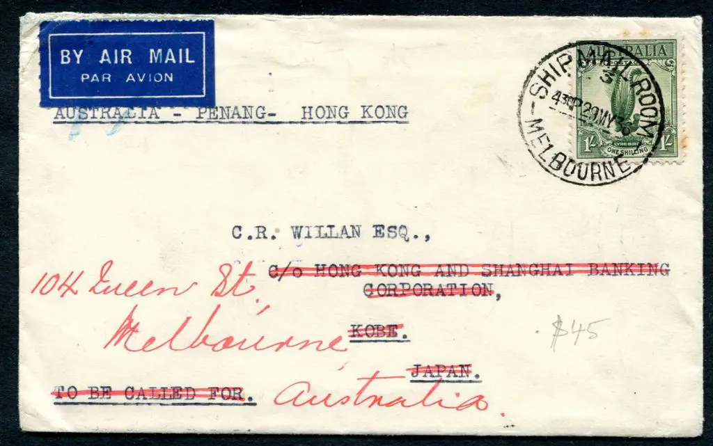 1936 (29th May) "Australia-Penang-Hong Kong" typed ... Image 1++