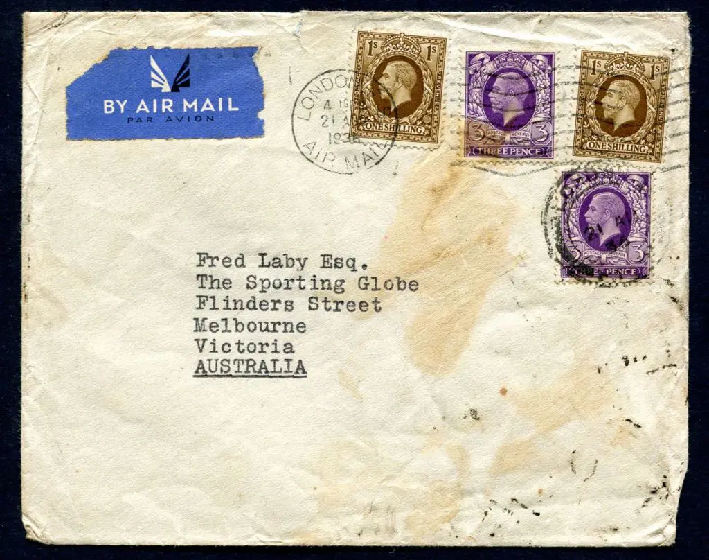 1936 (21st Aug) London to Sydney cover with 3d x 2 ... Image 1++