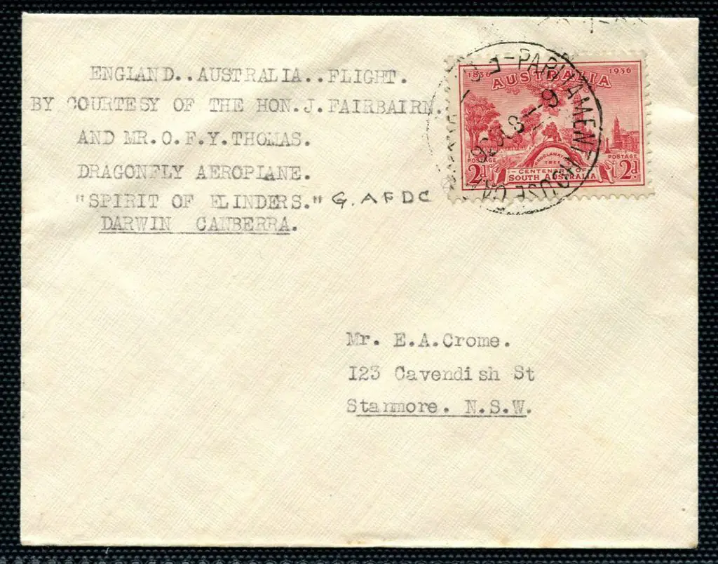 1936 (14th Sept) England to Australia per "Spirit ... Image 1++