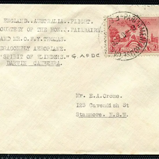 1936 (14th Sept) England to Australia per "Spirit ...