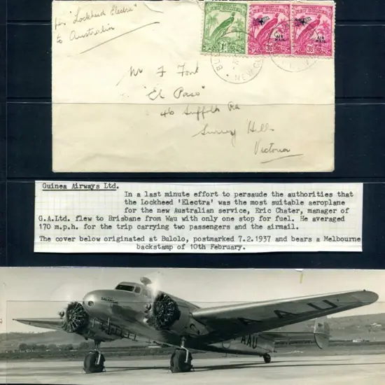 1937 (7th Feb) Wau, New Guinea to Brisbane "per ...