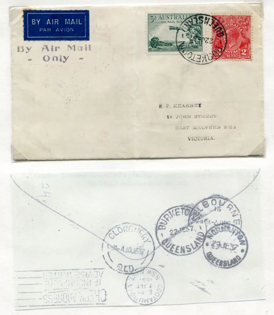 1937 (15th June) ditto with 2d KGV & 3d airmail ... Image 1++