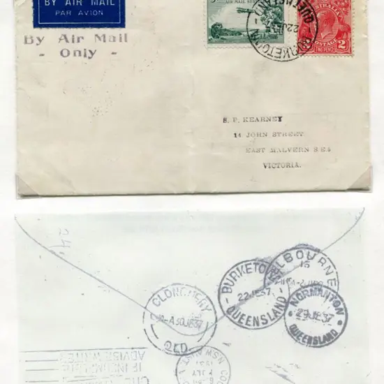 1937 (15th June) ditto with 2d KGV & 3d airmail ...
