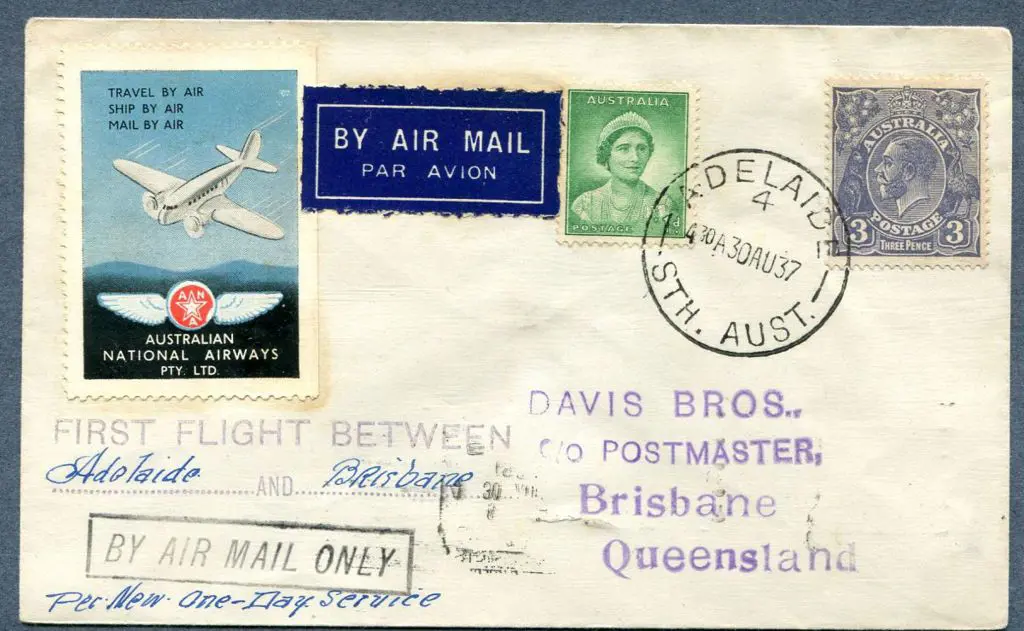 1937 (30th Aug) Adelaide to Brisbane by Australian ... Image 1++
