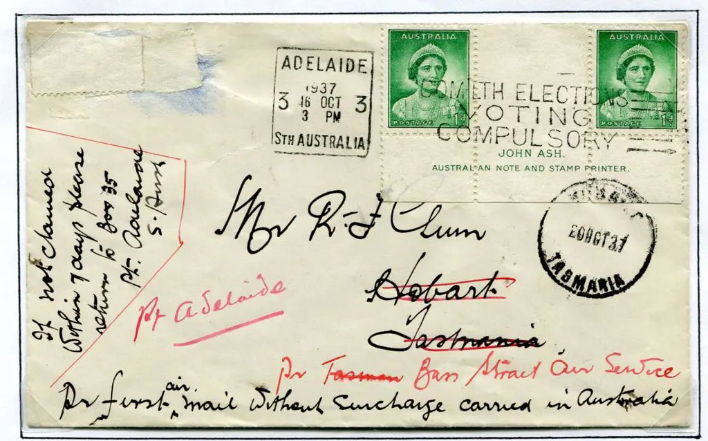 1937 (19th Oct) Adelaide to Hobart with ... Image 1++
