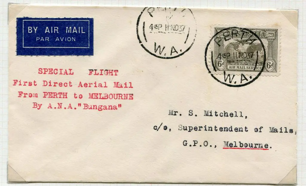 1937 (11th Nov) Perth to Melbourne carried on ... Image 1++