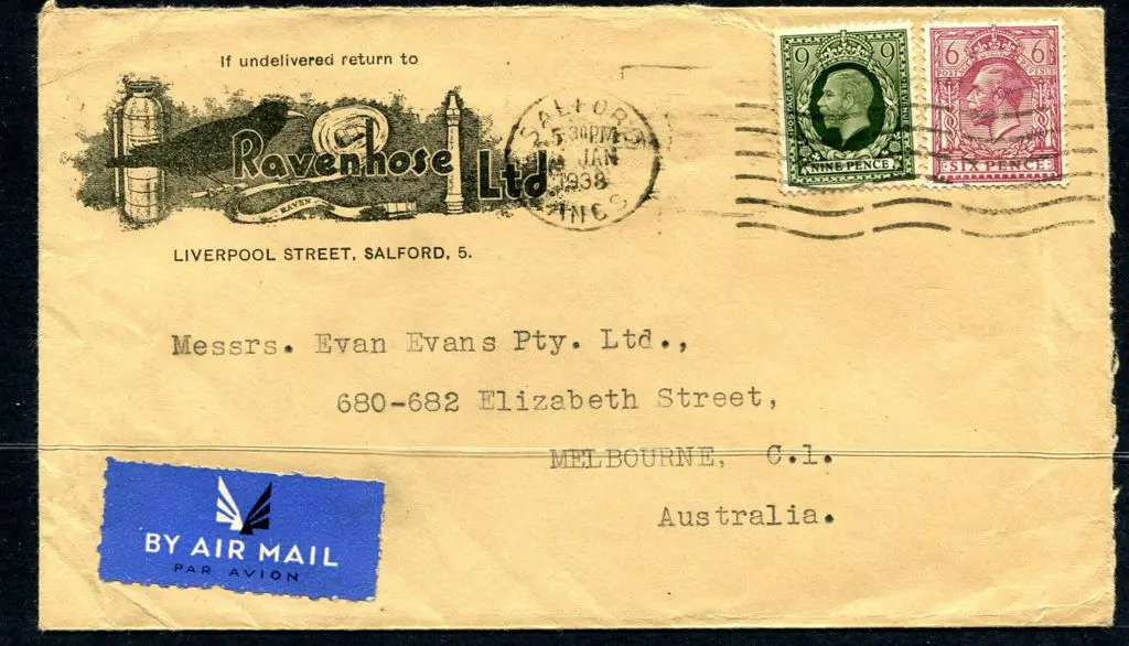 1938 (5th Jan) Ravenhose Ltd Salford GB cover to ... Image 1++