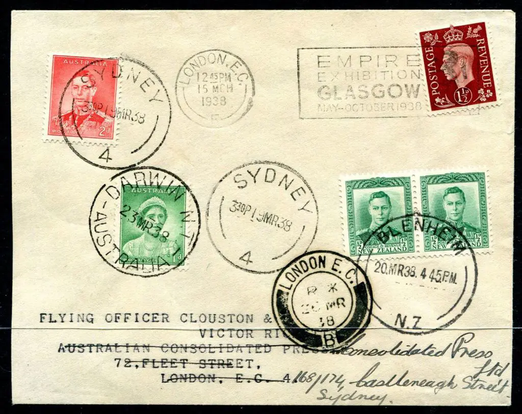 1938 (15th Mar) England to Australia to New ... Image 1++