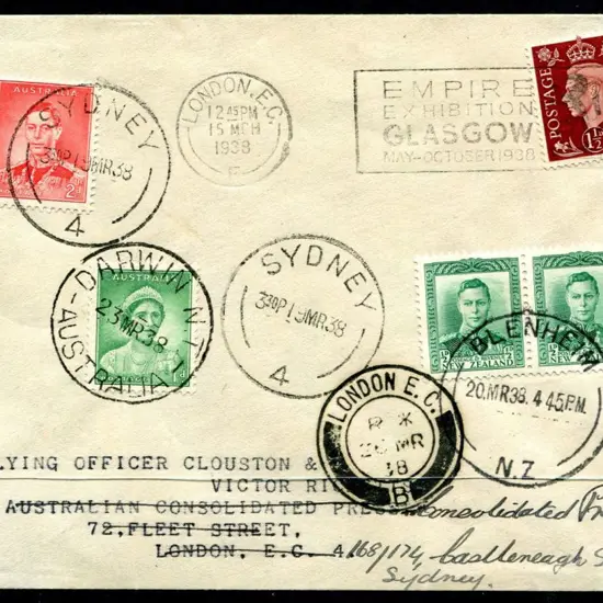 1938 (15th Mar) England to Australia to New ...
