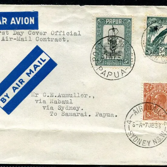 1938 (30th May) Rabaul & Port Moresby to Sydney & ...