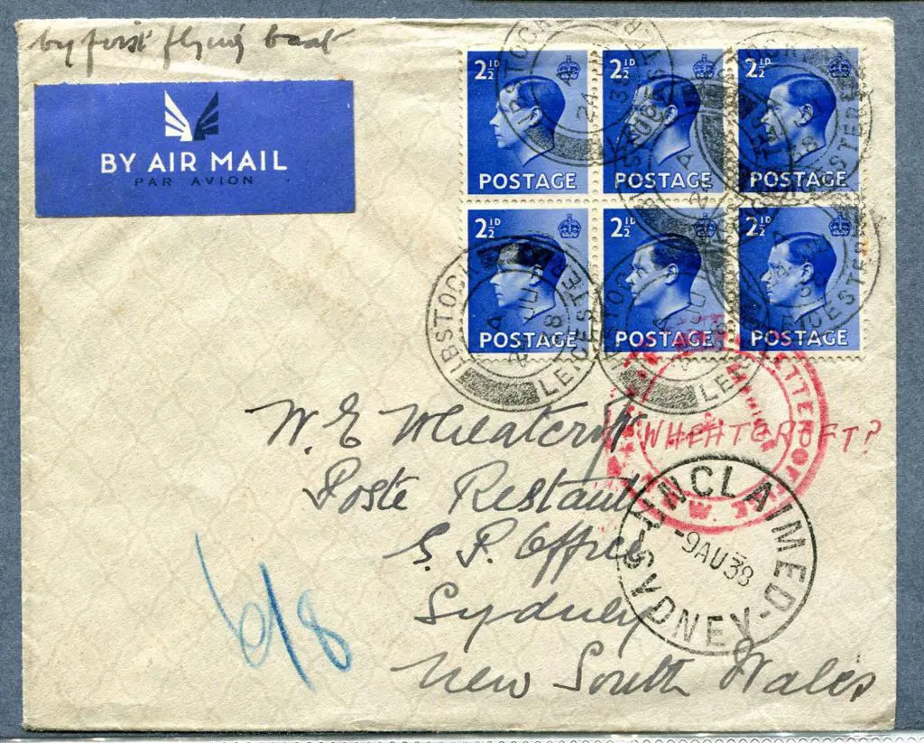 1938 (26th June) England to Australian "All The ... Image 1++