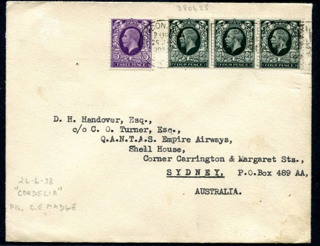 1938 (26th June) ditto but with GB 3d & 4d x 3 ... Image 1++