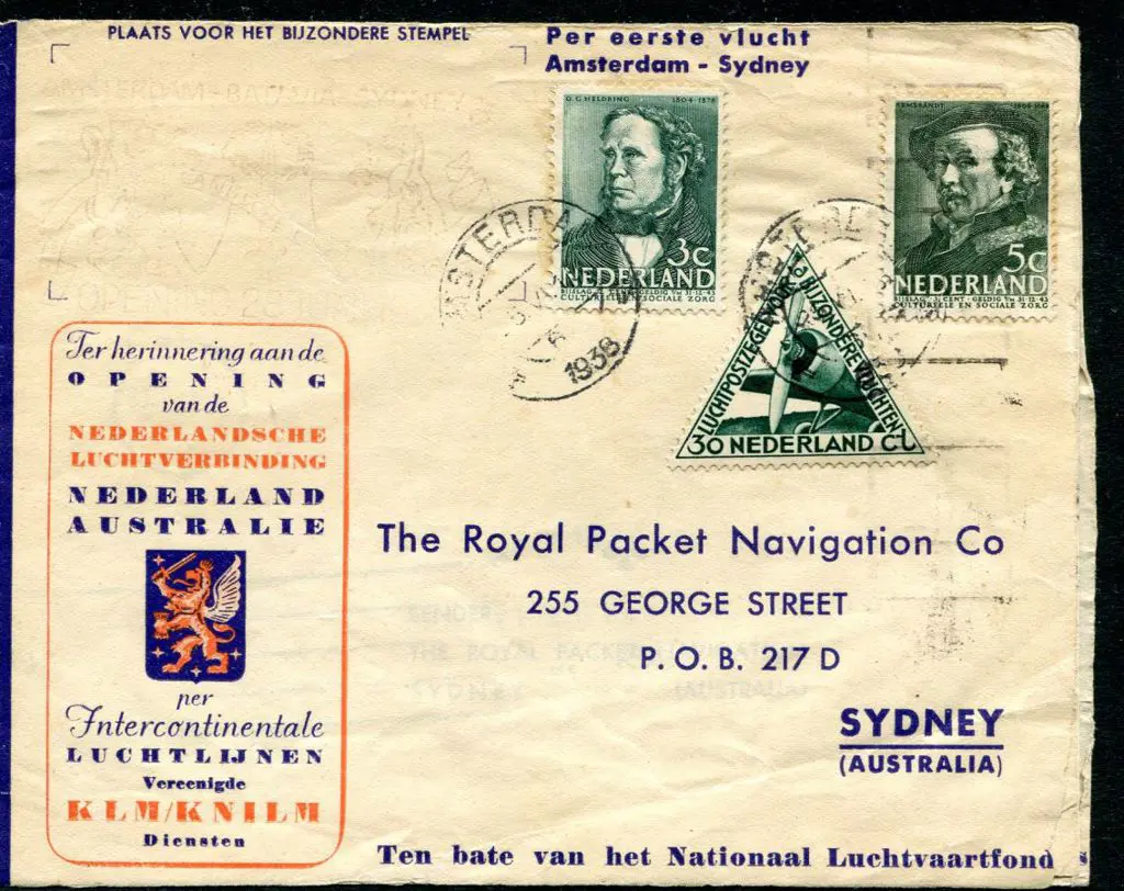 1938 (28th June) Holland to Australia KLM & KNILM ... Image 1++