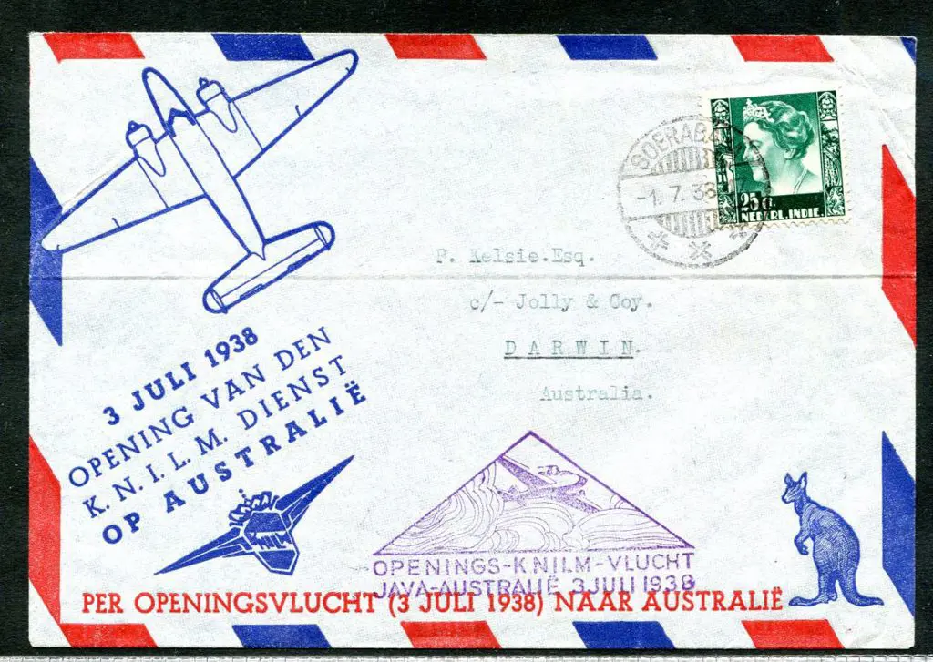 1938 (28th June) Java to Australia with 25c tied ... Image 1++
