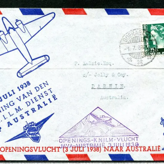 1938 (28th June) Java to Australia with 25c tied ...