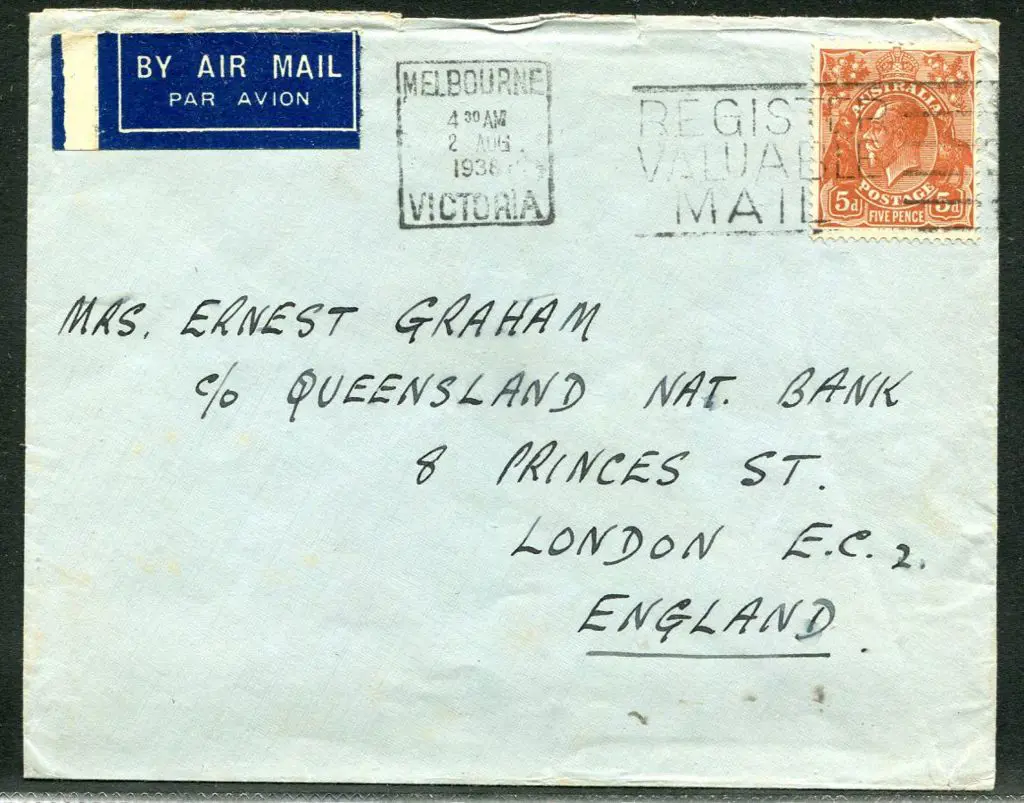 1938 (28th July) Australia to England "All Up" ... Image 1++