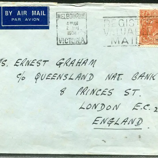 1938 (28th July) Australia to England "All Up" ...