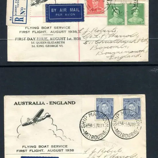 1938 (28th July) ditto but x 2 with one registered ...