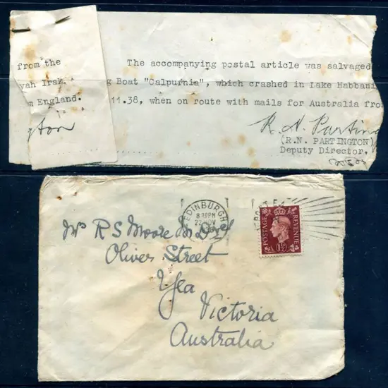 1938 (27th Nov) Imperial Airways England to ...