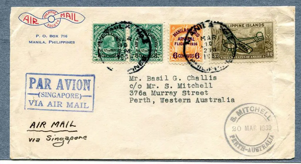 1939 (10th Mar) Manila, Philippines to Perth via ... Image 1++