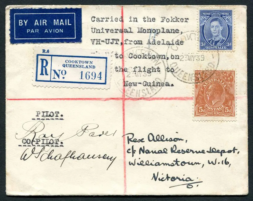 1939 (21st April) Adelaide to Cooktown registered ... Image 1++