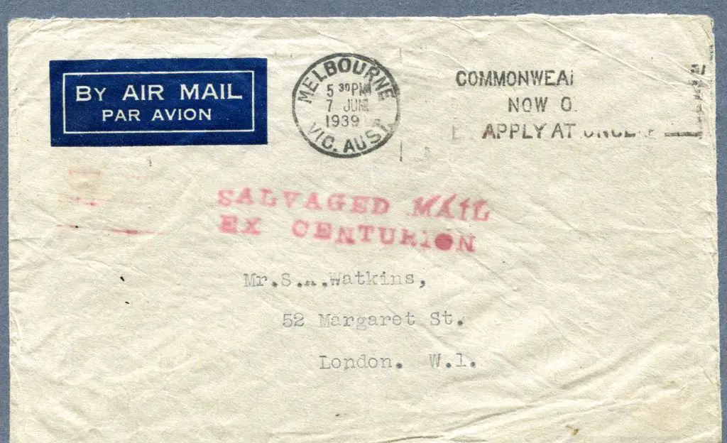 1939 (8th June) Imperial Airways Australia to ... Image 1++