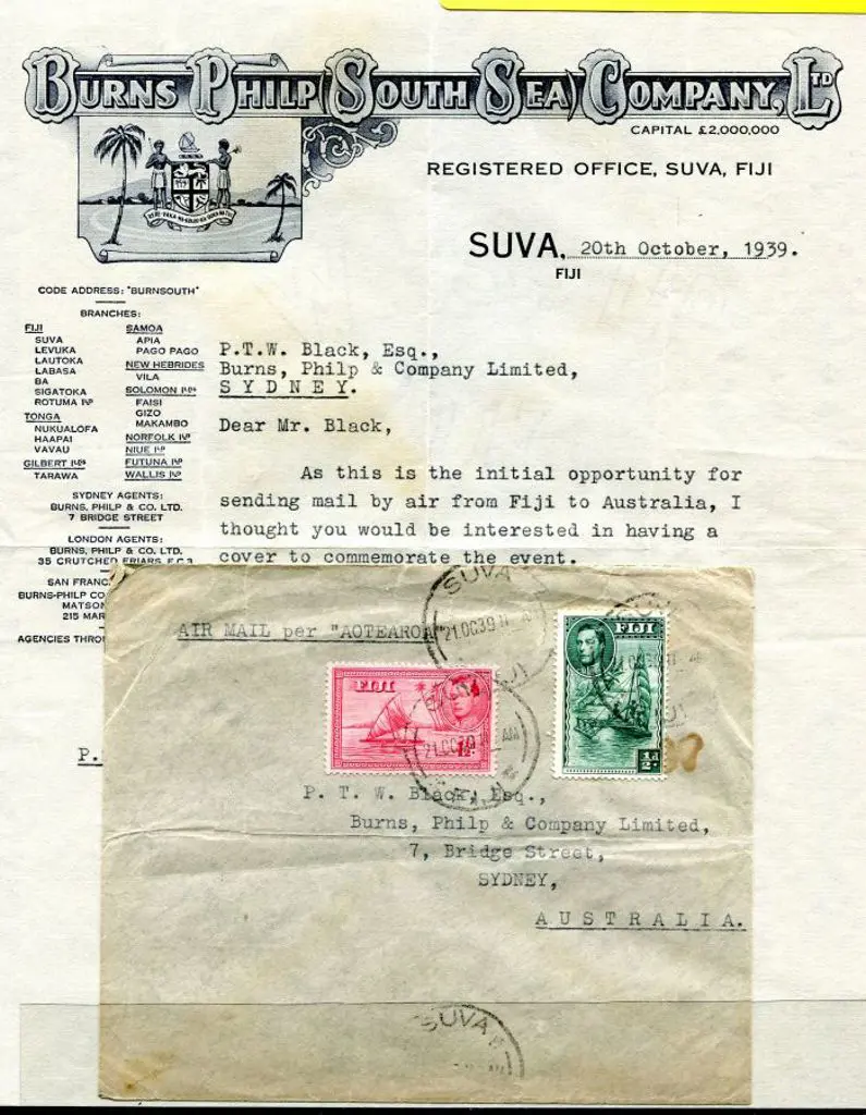 1939 (21st Oct) Fiji to Australia by Flying Bart ... Image 1++