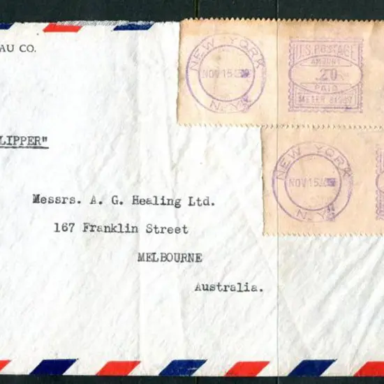 1939 (15th Nov) USA to Australia via London on ...