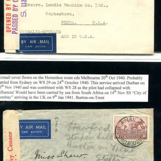 1940 (June-Oct) Censored airmail covers with ...