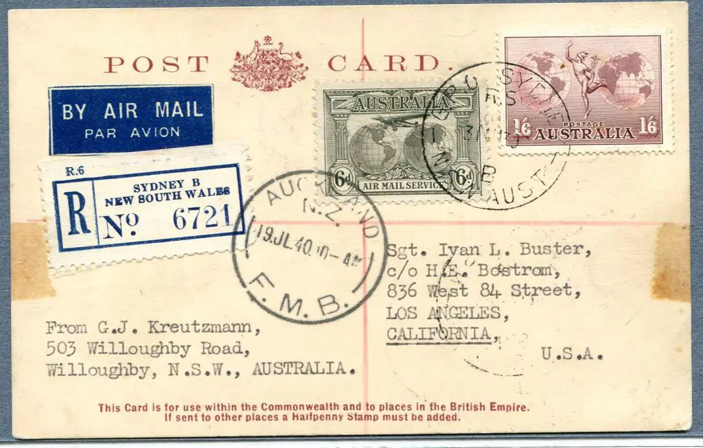 1940 (16th July) Australia to New Zealand to USA ... Image 1++