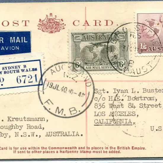 1940 (16th July) Australia to New Zealand to USA ...