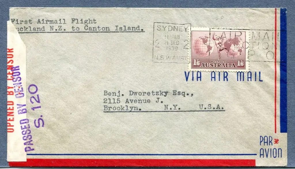 1940 (16th July) ditto but Australia to NZ to ... Image 1++