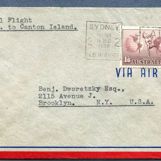 1940 (16th July) ditto but Australia to NZ to ...