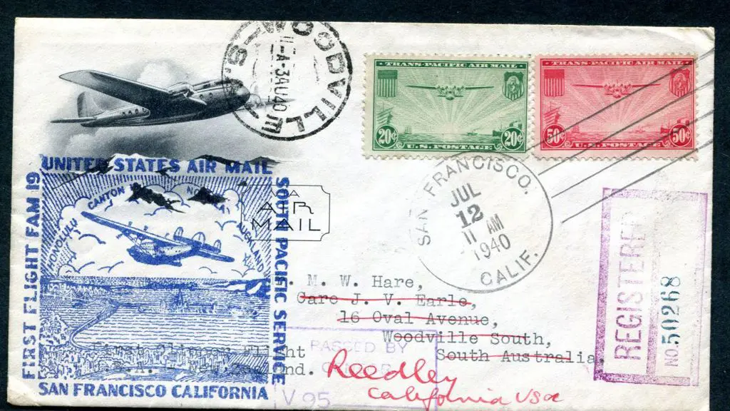 1940 (16th July) USA to Australia via NZ with US ... Image 1++