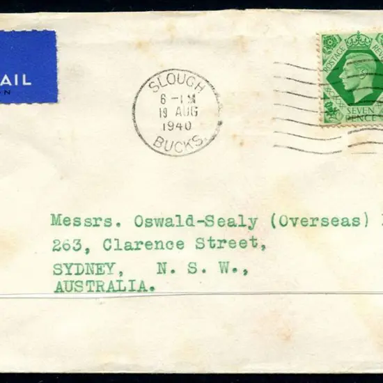 1940 (19th Aug) GB censored cover to Sydney with ...