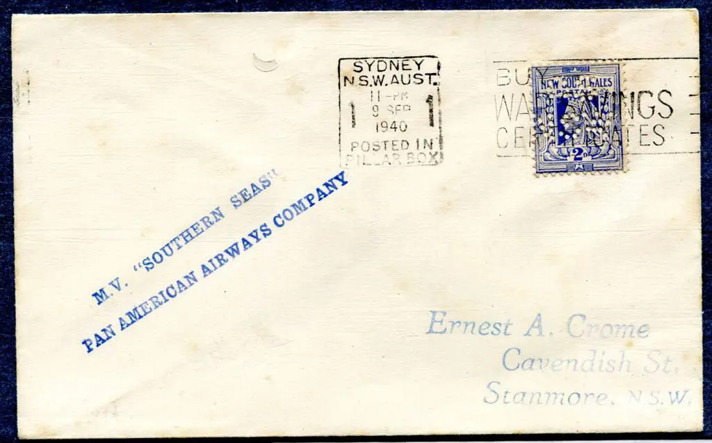 1940 (9th Sept) "M.V. "Southern Seas" Pan American ... Image 1++