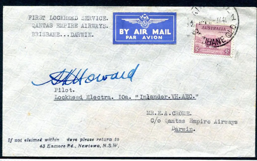1941 (3rd July) Brisbane to Darwin with 5d Merino ... Image 1++