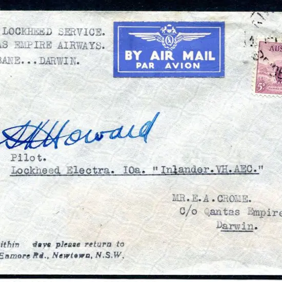 1941 (3rd July) Brisbane to Darwin with 5d Merino ...