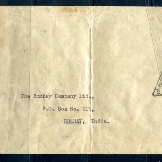 1942 (22nd Jan) Melbourne to Bombay long folded ...