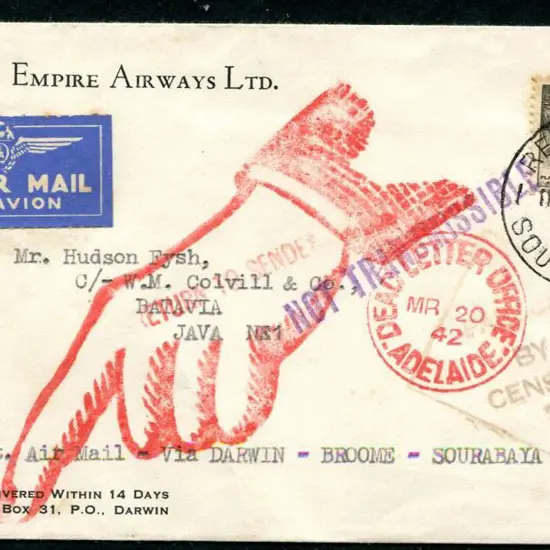 1942 (March but date damaged in cds) Qantas cover ...