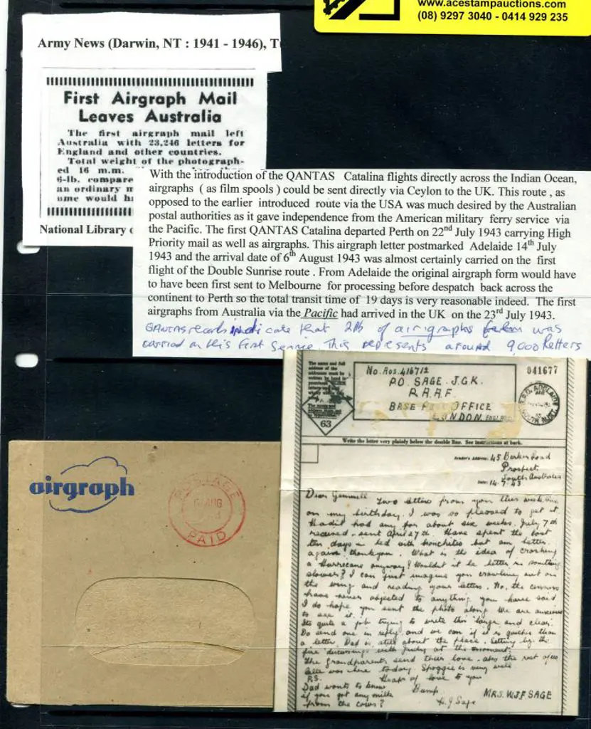 1943 (14th July) Qantas Catalina flight Airgraph ... Image 1++