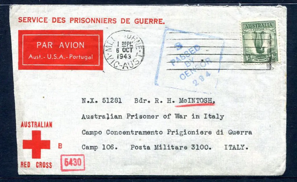1943 (6th Oct) Australian Red Cross printed POW ... Image 1++